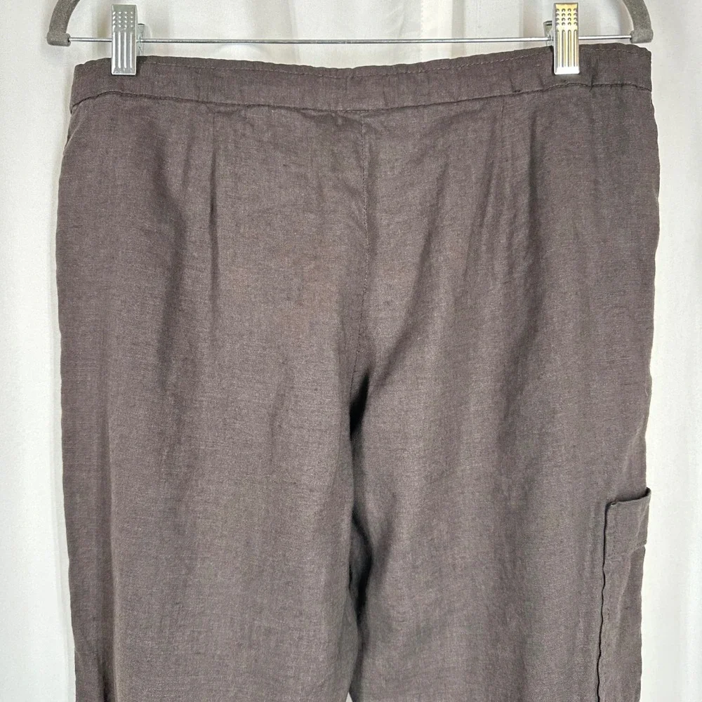Banana Republic Linen Blend Cargo Pants Size 6 Brown Roll Tab 30